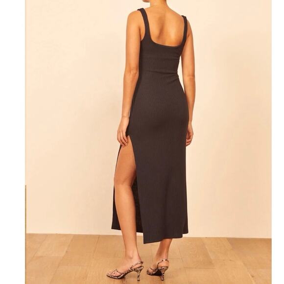 NWT Reformation Hosby Dress Midi Ribbed Stretch Bow Slimming Minimalist Plus SZ - Picture 5 of 8